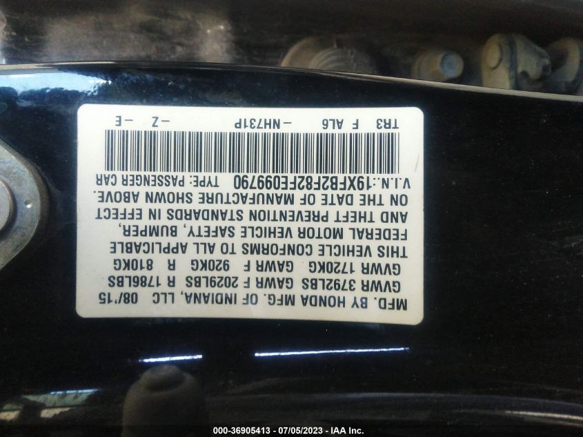 2015 HONDA CIVIC SEDAN EX - 19XFB2F82FE099790