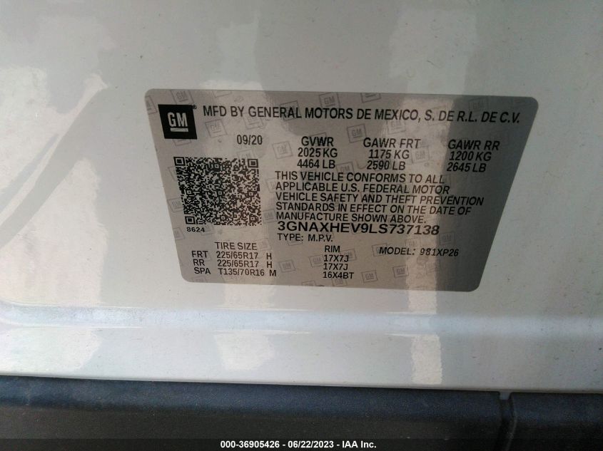 2020 CHEVROLET EQUINOX LS - 3GNAXHEV9LS737138