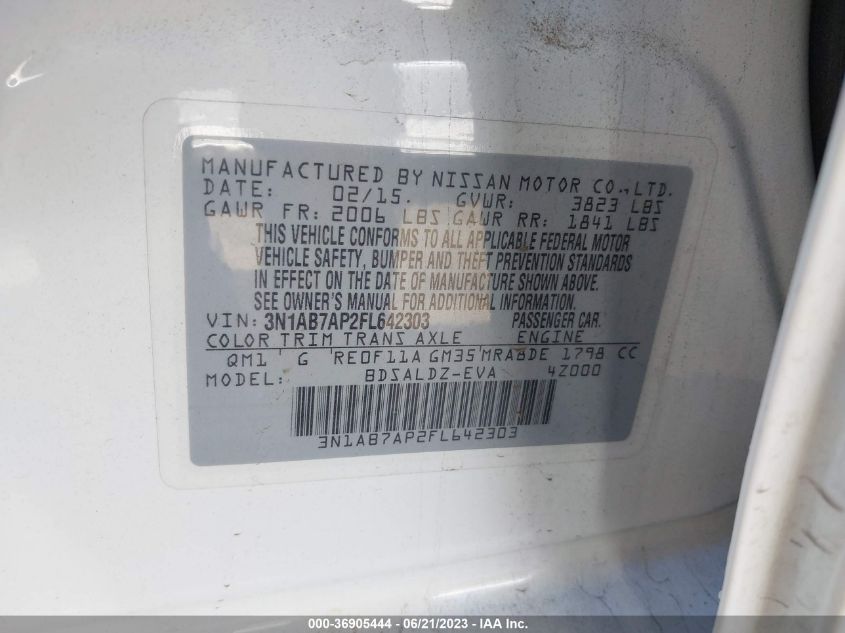 2015 NISSAN SENTRA SV - 3N1AB7AP2FL642303