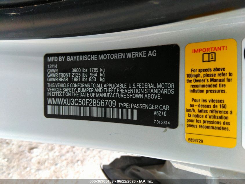 2015 MINI COOPER HARDTOP 4 DOOR S - WMWXU3C50F2B56709