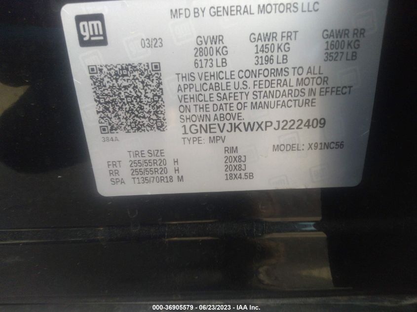 2023 CHEVROLET TRAVERSE RS - 1GNEVJKWXPJ222409