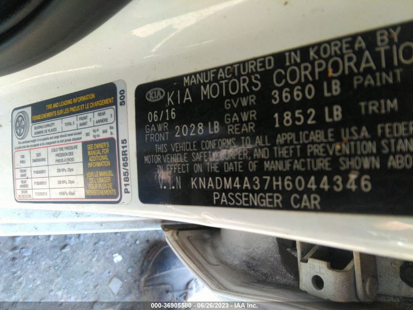 2017 KIA RIO LX - KNADM4A37H6044346
