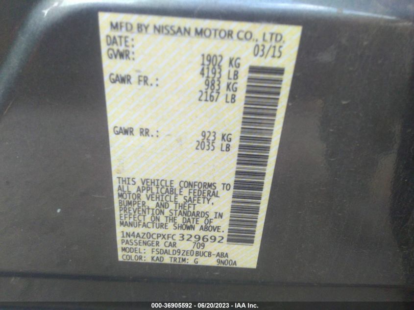 2015 NISSAN LEAF SV - 1N4AZ0CPXFC329692