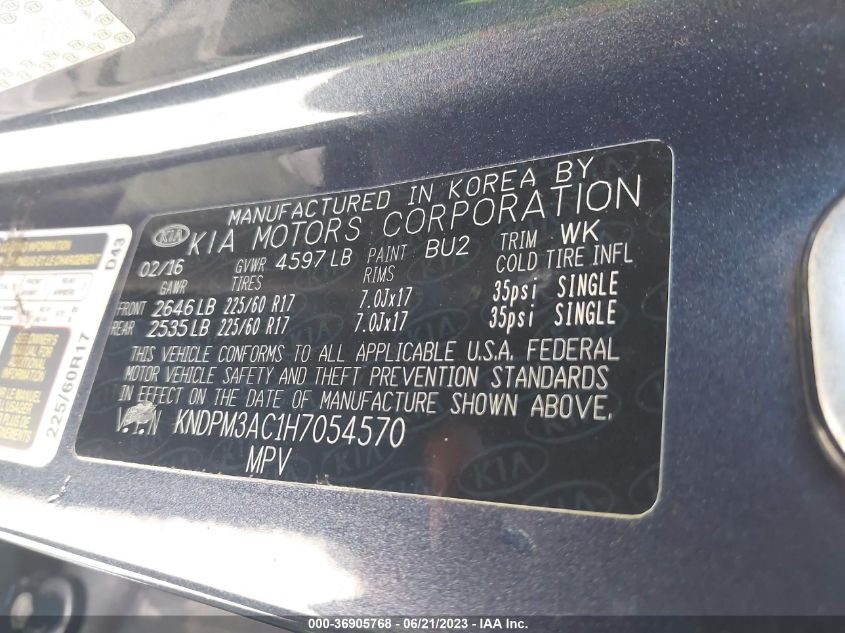 2017 KIA SPORTAGE LX - KNDPM3AC1H7054570