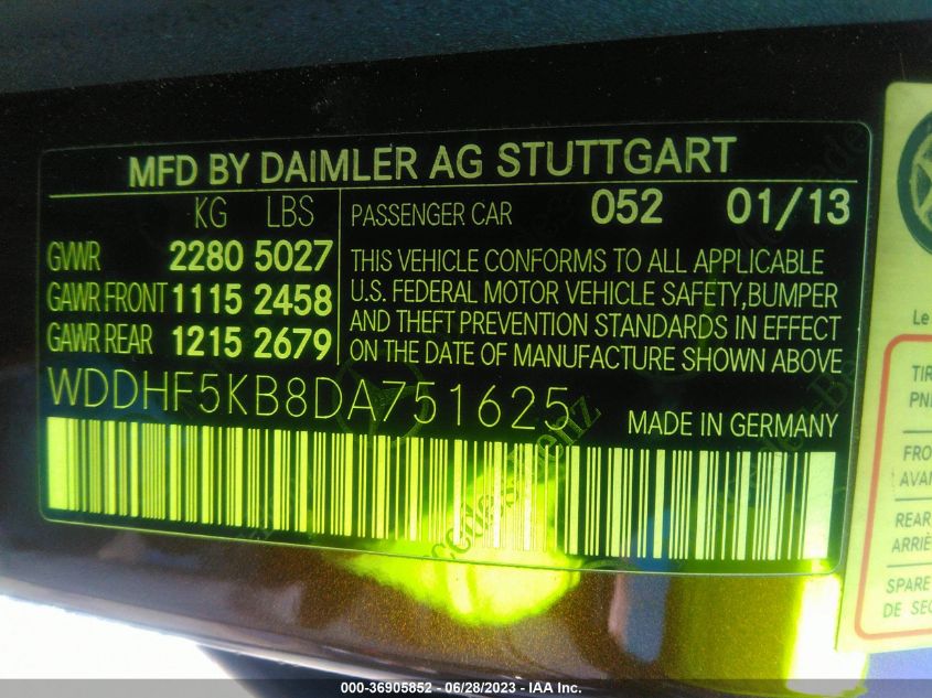 2013 MERCEDES-BENZ E-CLASS E 350 - WDDHF5KB8DA751625