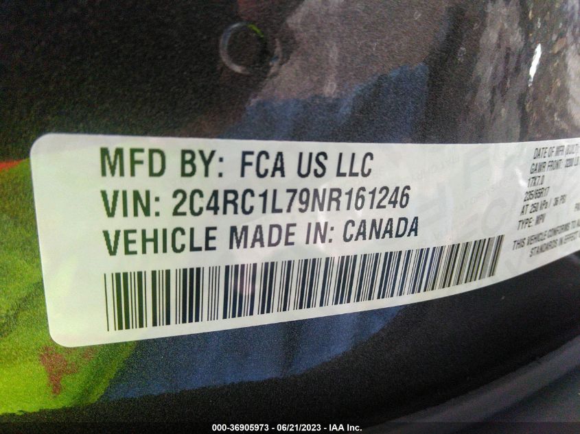 2C4RC1L79NR161246 2022 CHRYSLER PACIFICA, photo no. 9