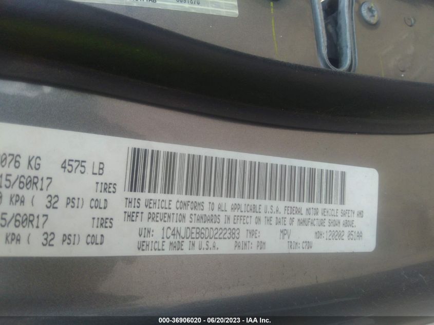 2013 JEEP COMPASS LATITUDE - 1C4NJDEB6DD222383