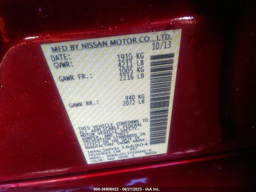 2014 NISSAN ALTIMA 2.5 SV - 1N4AL3APXEC166904