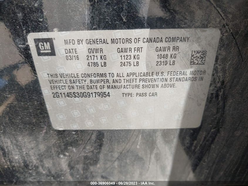 2016 CHEVROLET IMPALA LTZ - 2G1145S30G9179954