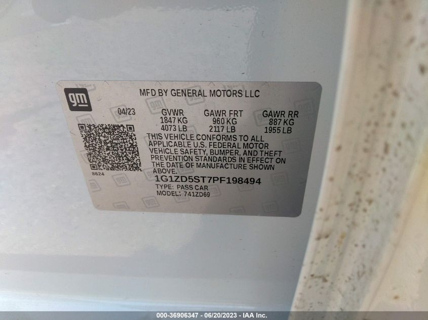 2023 CHEVROLET MALIBU LT - 1G1ZD5ST7PF198494