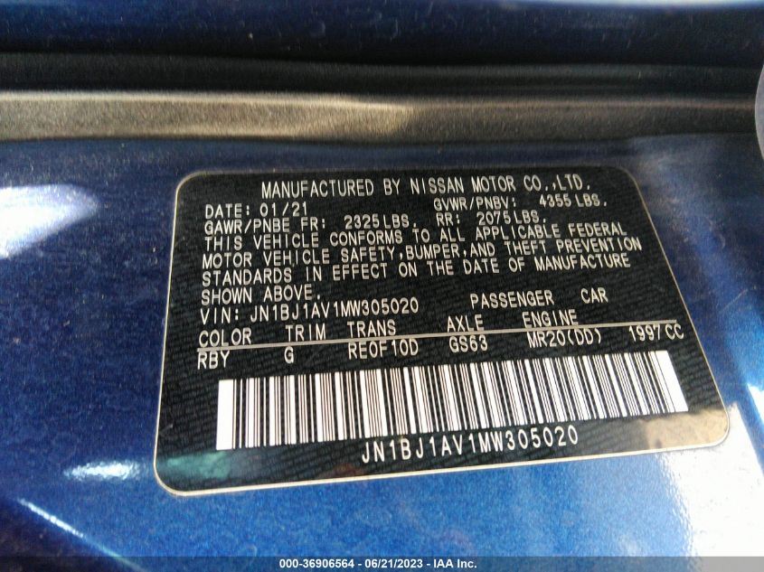2021 NISSAN ROGUE SPORT S - JN1BJ1AV1MW305020