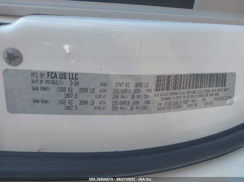 2020 CHRYSLER PACIFICA LIMITED - 2C4RC1GG0LR176287