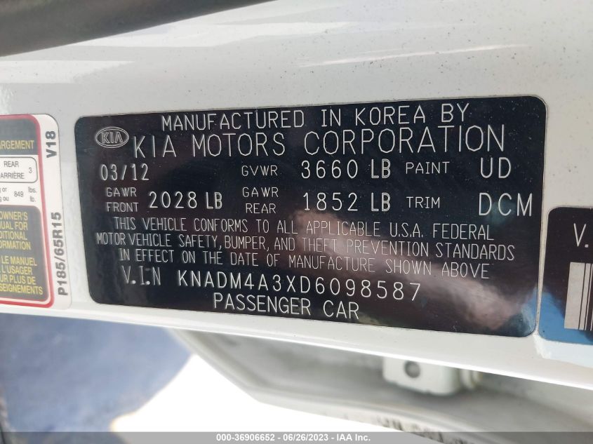2013 KIA RIO LX - KNADM4A3XD6098587