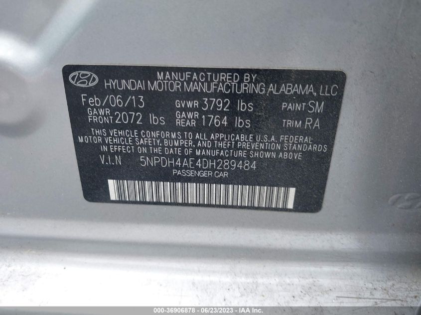 2013 HYUNDAI ELANTRA GLS - 5NPDH4AE4DH289484