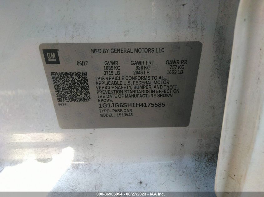 2017 CHEVROLET SONIC LT - 1G1JG6SH1H4175585