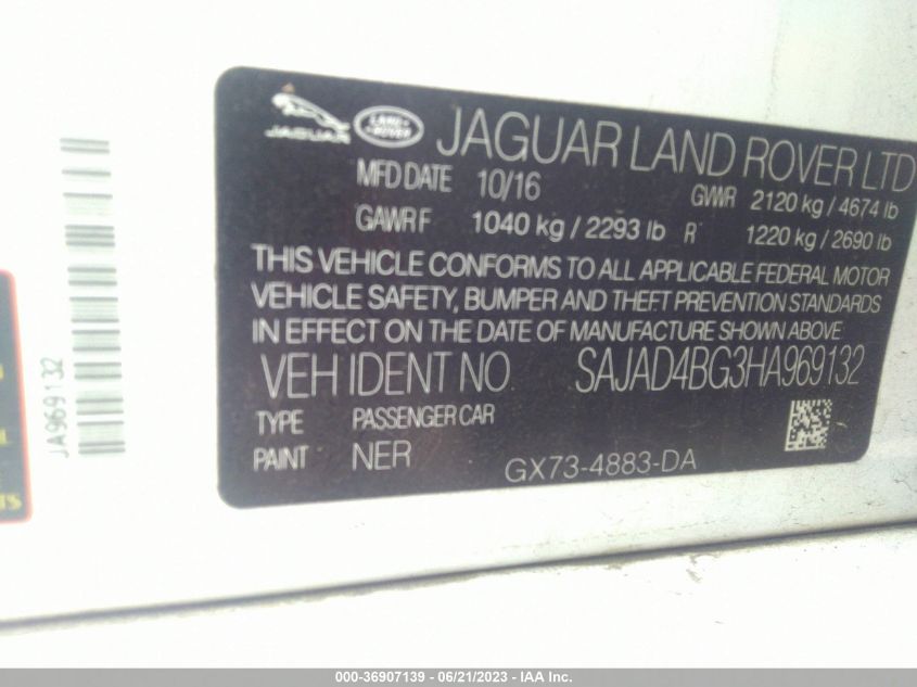 2017 JAGUAR XE 25T PREMIUM - SAJAD4BG3HA969132