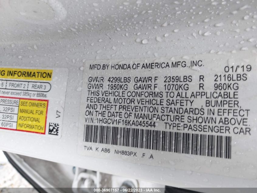 2019 HONDA ACCORD SEDAN LX 1.5T - 1HGCV1F16KA045544