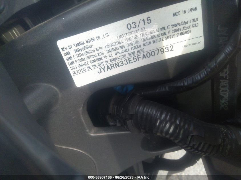 2015 YAMAHA FZ09 JYARN33E5FA007932