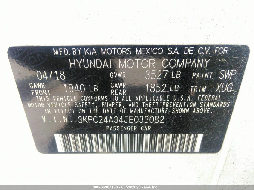 2018 HYUNDAI ACCENT SE - 3KPC24A34JE033082