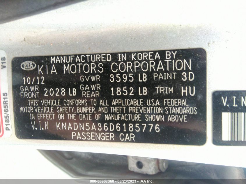 2013 KIA RIO EX/SX - KNADN5A36D6185776