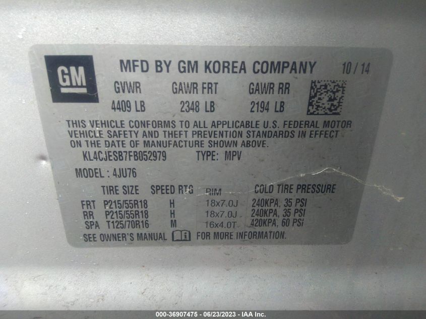 2015 BUICK ENCORE - KL4CJESB7FB052979