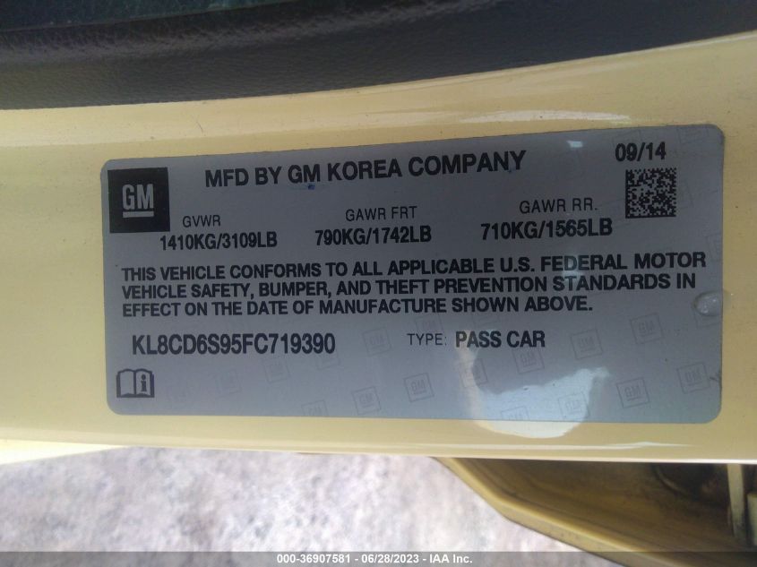 2015 CHEVROLET SPARK LT - KL8CD6S95FC719390