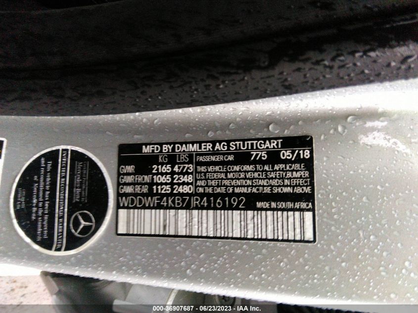 2018 MERCEDES-BENZ C 300 4MATIC - WDDWF4KB7JR416192