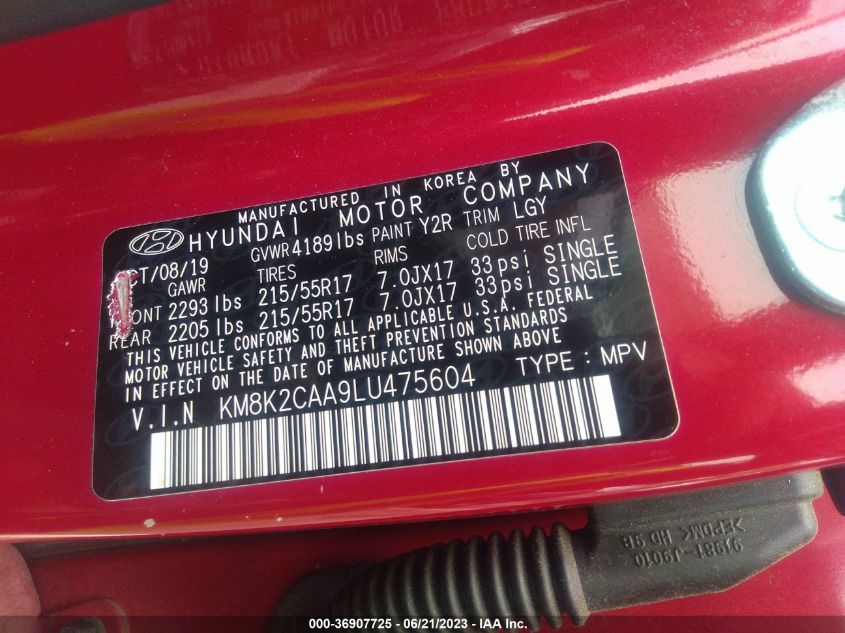2020 HYUNDAI KONA SEL - KM8K2CAA9LU475604