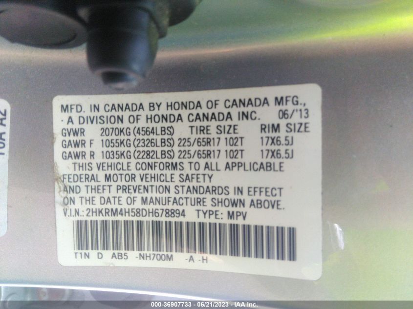 2013 HONDA CR-V EX - 2HKRM4H58DH678894