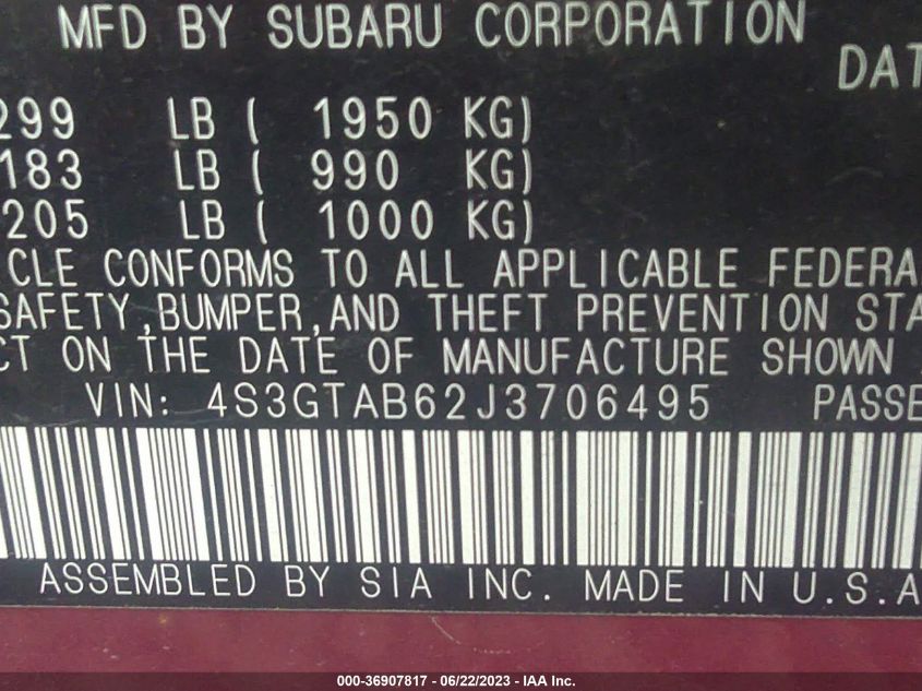 2018 SUBARU IMPREZA PREMIUM - 4S3GTAB62J3706495