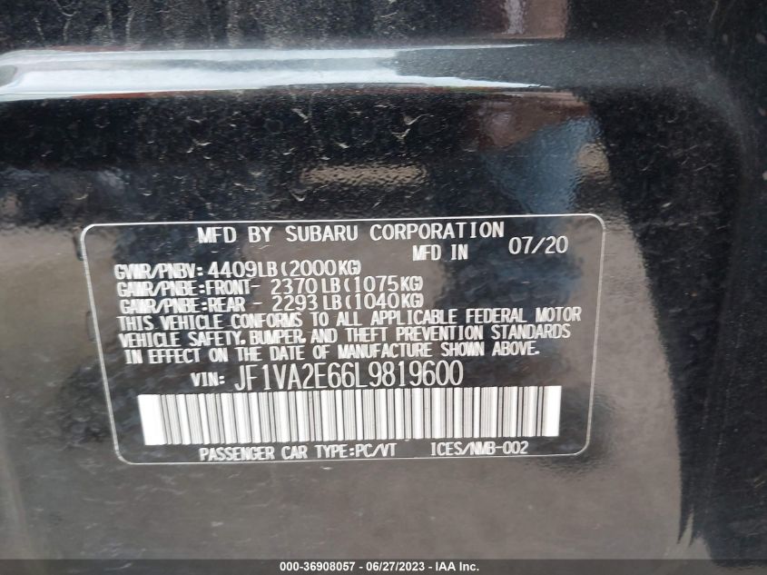 2020 SUBARU WRX STI - JF1VA2E66L9819600
