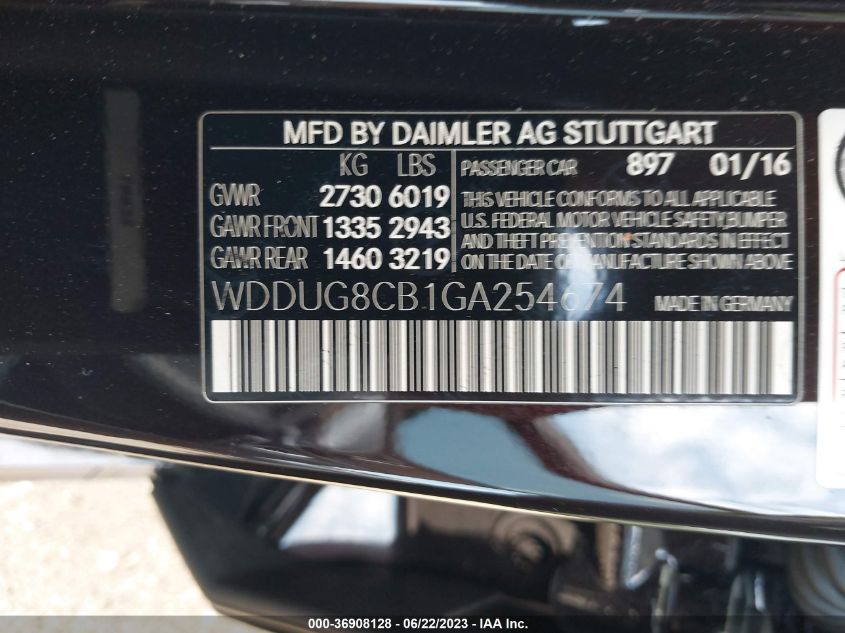 2016 MERCEDES-BENZ S-CLASS S 550 - WDDUG8CB1GA254674