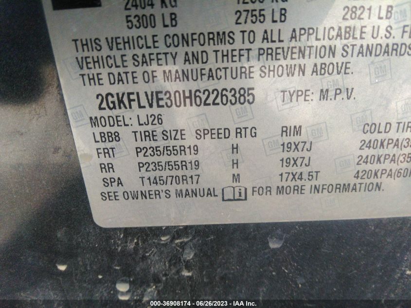 2017 GMC TERRAIN DENALI - 2GKFLVE30H6226385