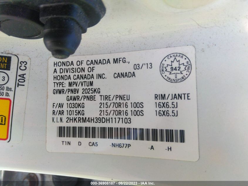 2013 HONDA CR-V LX - 2HKRM4H39DH117103