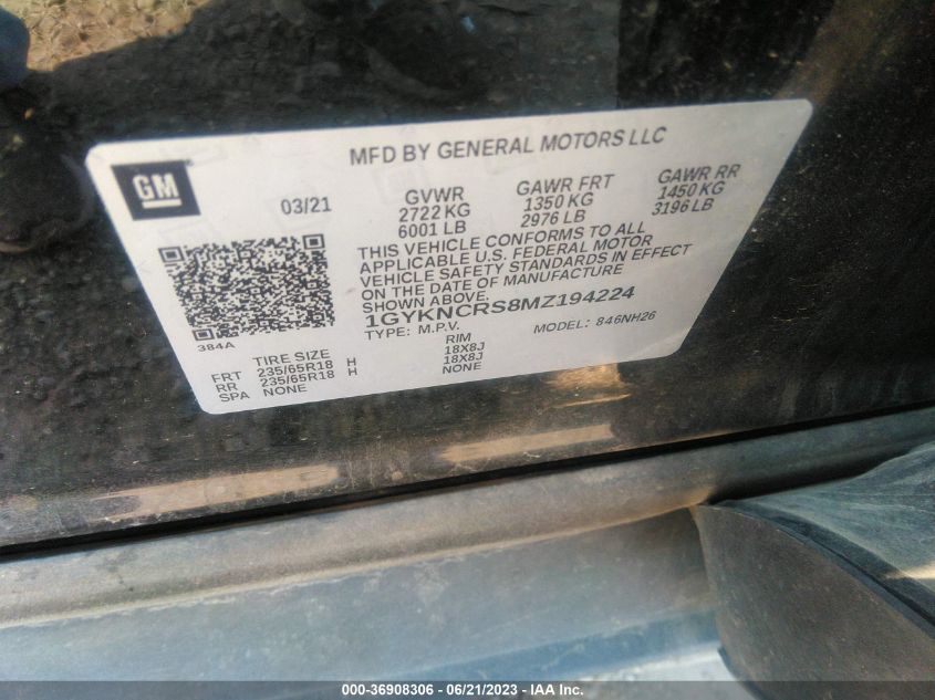 2021 CADILLAC XT5 FWD PREMIUM LUXURY - 1GYKNCRS8MZ194224