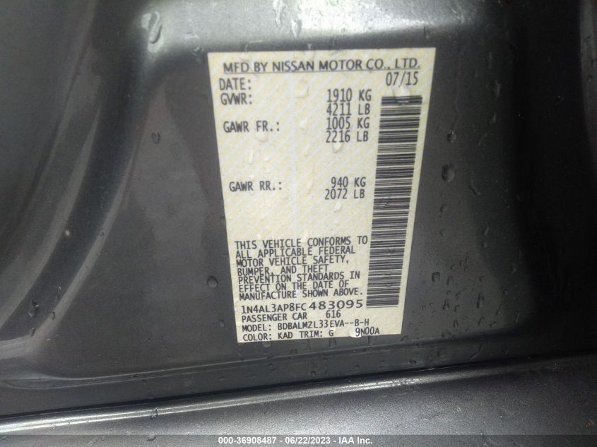 2015 NISSAN ALTIMA 2.5 SV - 1N4AL3AP8FC483095