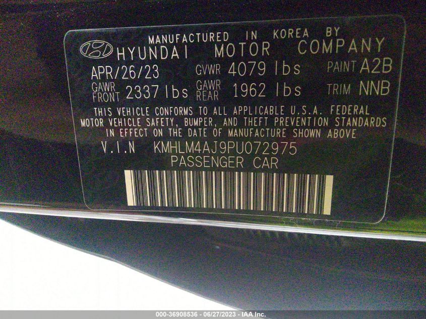 2023 HYUNDAI ELANTRA HYBRID BLUE - KMHLM4AJ9PU072975