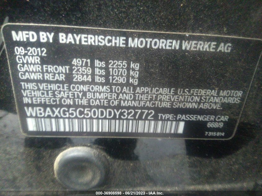 2013 BMW 5 SERIES 528I - WBAXG5C50DDY32772