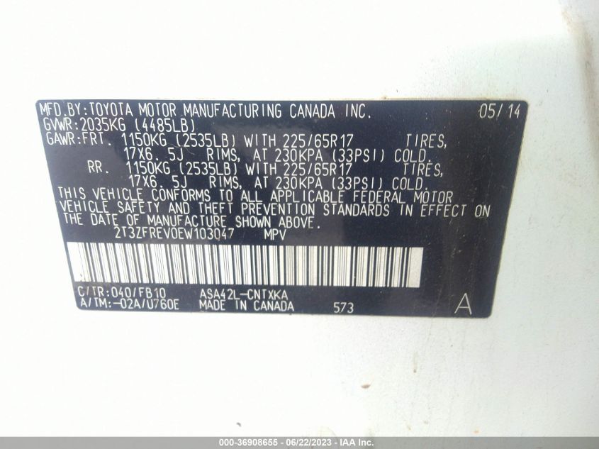 2014 TOYOTA RAV4 LE - 2T3ZFREV0EW103047