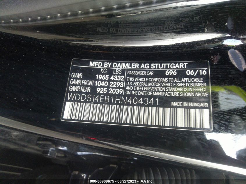 2017 MERCEDES-BENZ CLA CLA 250 - WDDSJ4EB1HN404341