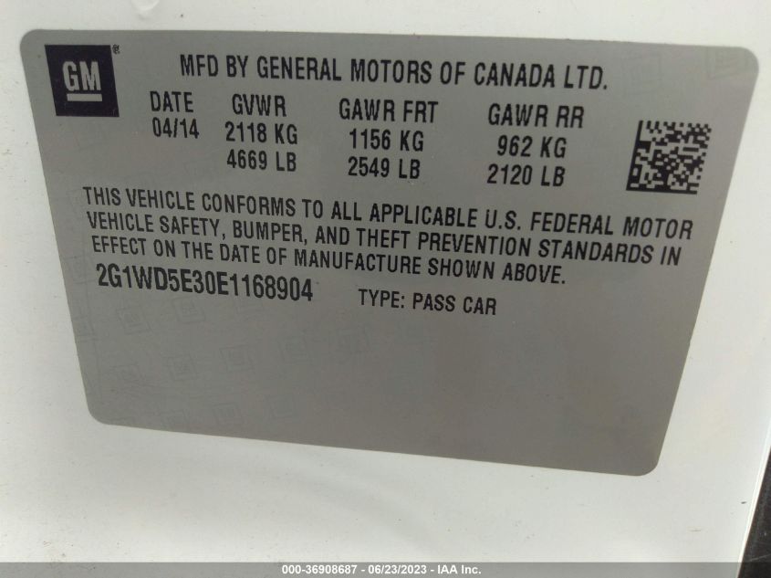 2014 CHEVROLET IMPALA LIMITED POLICE POLICE 2G1WD5E30E1168904
