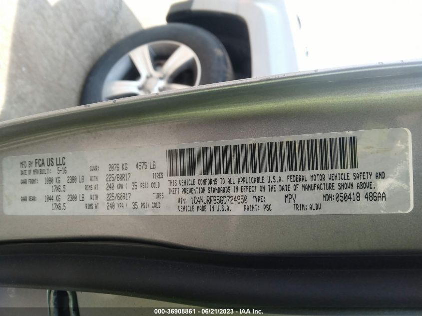 2016 JEEP PATRIOT LATITUDE - 1C4NJRFB5GD724950