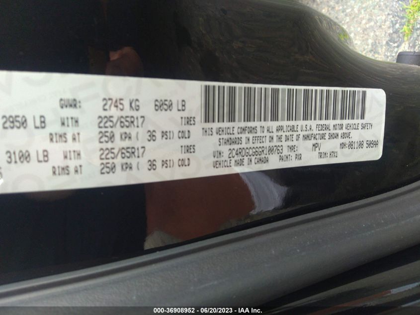 2016 DODGE GRAND CARAVAN SXT - 2C4RDGCG6GR100763