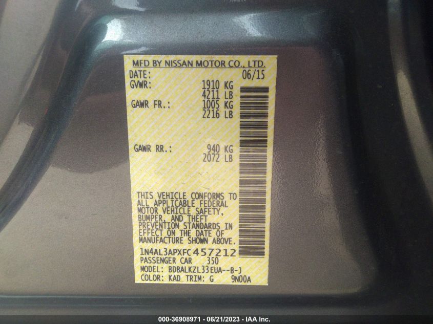 2015 NISSAN ALTIMA 2.5 SV - 1N4AL3APXFC457212