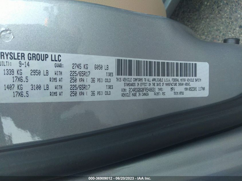 2015 DODGE GRAND CARAVAN SE - 2C4RDGBG8FR540631