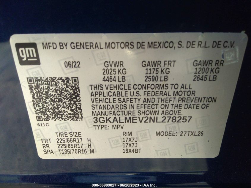 2022 GMC TERRAIN SLE - 3GKALMEV2NL278257