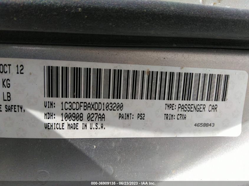 2013 DODGE DART RALLYE - 1C3CDFBAXDD103200