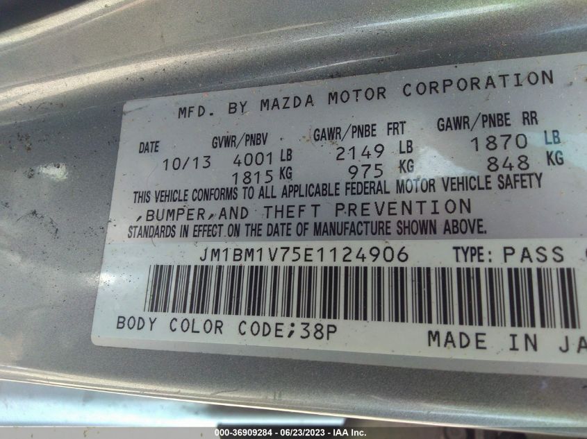2014 MAZDA MAZDA3 I TOURING - JM1BM1V75E1124906