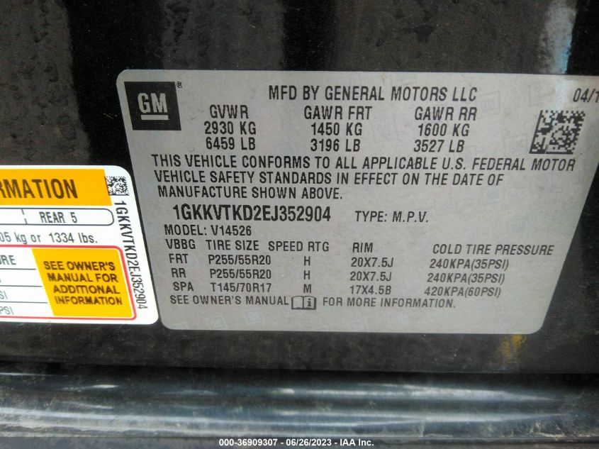 2014 GMC ACADIA DENALI - 1GKKVTKD2EJ352904