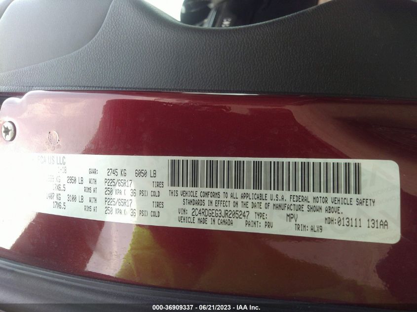 2018 DODGE GRAND CARAVAN GT - 2C4RDGEG3JR205247